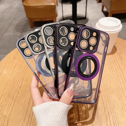 Coque iPhone 13 Pro transparente violette avec support d'objectif