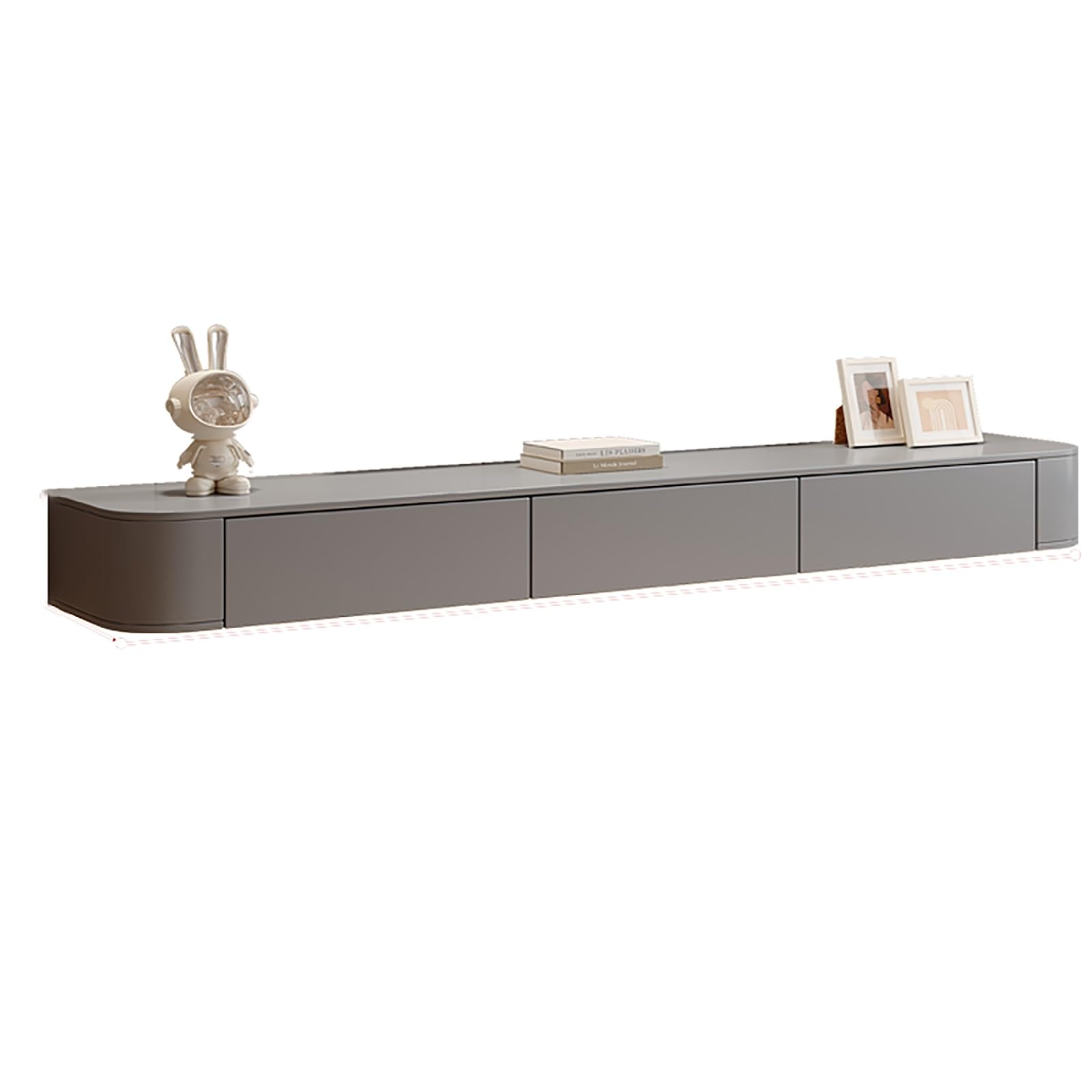 Mobile Porta TV, Mobile TV Sospeso A Parete, Console Multimediale In Legno Con Ante A Ribalta E Cassetti Per Lettore DVD, Decoder, Console Per Videogiochi(Gray,140x24x20cm)