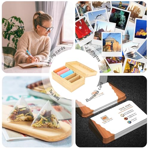 A7 Holz Karteikasten Karteikarten box mit Deckel, 22x12x9cm Vokabelbox Karteikartenbox Vokabelkasten Vokabeln Lernbox Aufbewahrung Lernkarten Box, Lernkarteibox für Büro Schulen und Heim