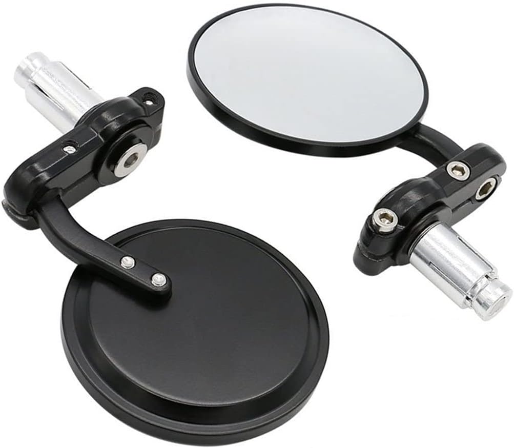 Universal Black 3" Round 7/8" Handle Bar End Rearview Convex Mirrors Inceased Vision Side for Most Harley Davidsons Suzuki Honda Kawasaki Cruisers