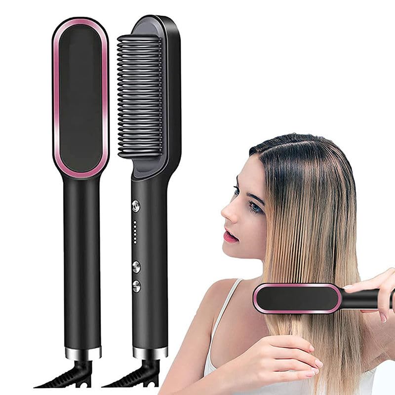 VIVITO 2-in-1 Ceramic Hair Straightening Brush & Curler | Professional Electric Straightener Comb with 5/6 Heat Settings | 30s Fast PTC Heating & Anti-Scald Design | Travel-Friendly Multi-Styler for Frizz-Free Silky Hair (AnyColor, Pack of 1)-image-20