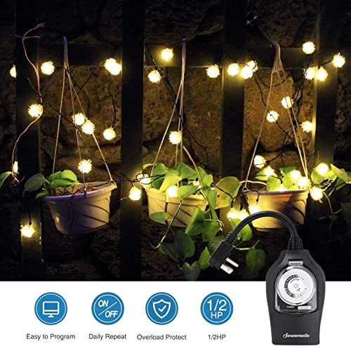 Dewenwils Outdoor Light Sensor Timer With Remote And Mechanical Outlet Christmas Timer #TOP3