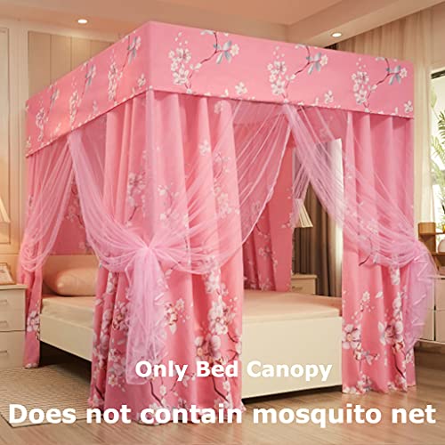Obokidly Princess 4 Four Corner Post Bed Curtain Canopy Cute Net Canopies For Girls Boys Kids Teens Girl Adult Home Bedroom Decoration (Pink-Flower, Queen) #TOP2