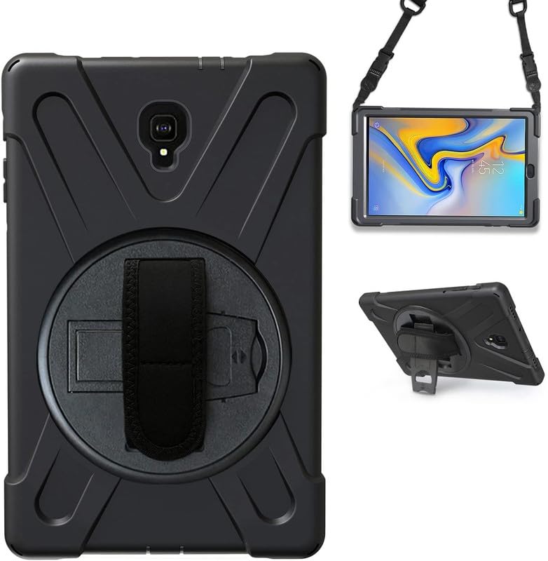 Image of Morefit Hybrid Back Cover Case with Kickstand Wheel Pattern for Samsung Galaxy Tab A 10.5 / SM-T590 / T595 / T597 - Black