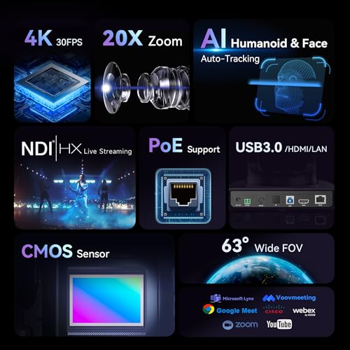 Tenveo 4K PTZ Kamera mit NDI & AI-Tracking+PTZ Controller mit Joystick+Video Mixer Switcher