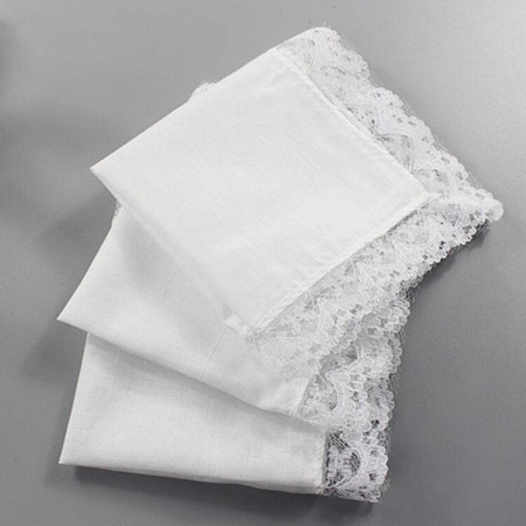 CALANDIS 5 Pack Ladies Embroidery Cotton Handkerchiefs Lace Border White Hanky-image-17