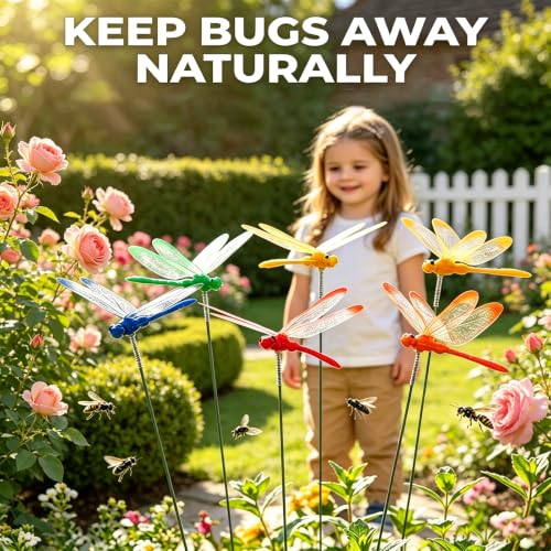 MINOCHI 9 PCS Dragonfly Hat Clip Realistic Fake Dragonflies Clip-On Garden Outdoor Decor Stakes Plastic Dragon Fly Clips Plant Decorations — view 4