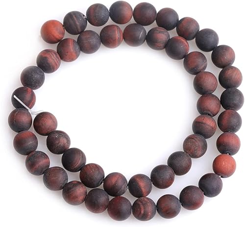 Miniatura 4 de JOE FOREMAN Cuentas de ojo de tigre rojo natural de 0.315 pulgadas (0.315 in), piedras preciosas semipreciosas, redondas, esmeriladas, mate, cuentas