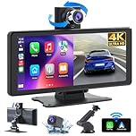 Venluna Portable Apple Carplay Screen - 8.1" Wireless Android Auto Touchscreen Car Stereo with 4K Dash Cam & 1080P Backup Camera, Mirror Link/Bluetooth/GPS Navigation for Older Cars, Truck All Vehicle