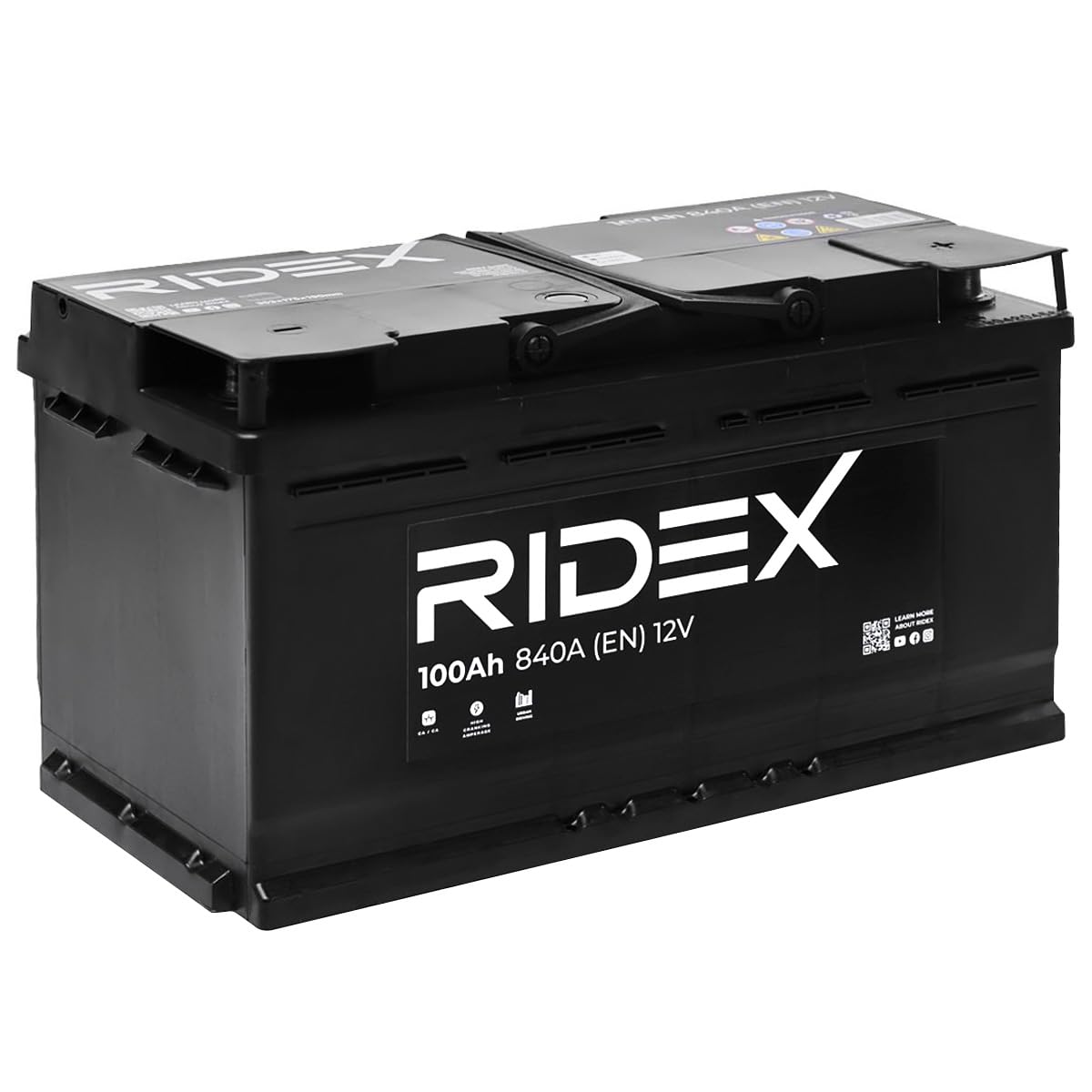 RIDEX 1S0018 Autobatterie 100Ah 840A 12V Starterbatterie B13 DIN/ISO L5 ersetzt Batterie 95Ah 90Ah