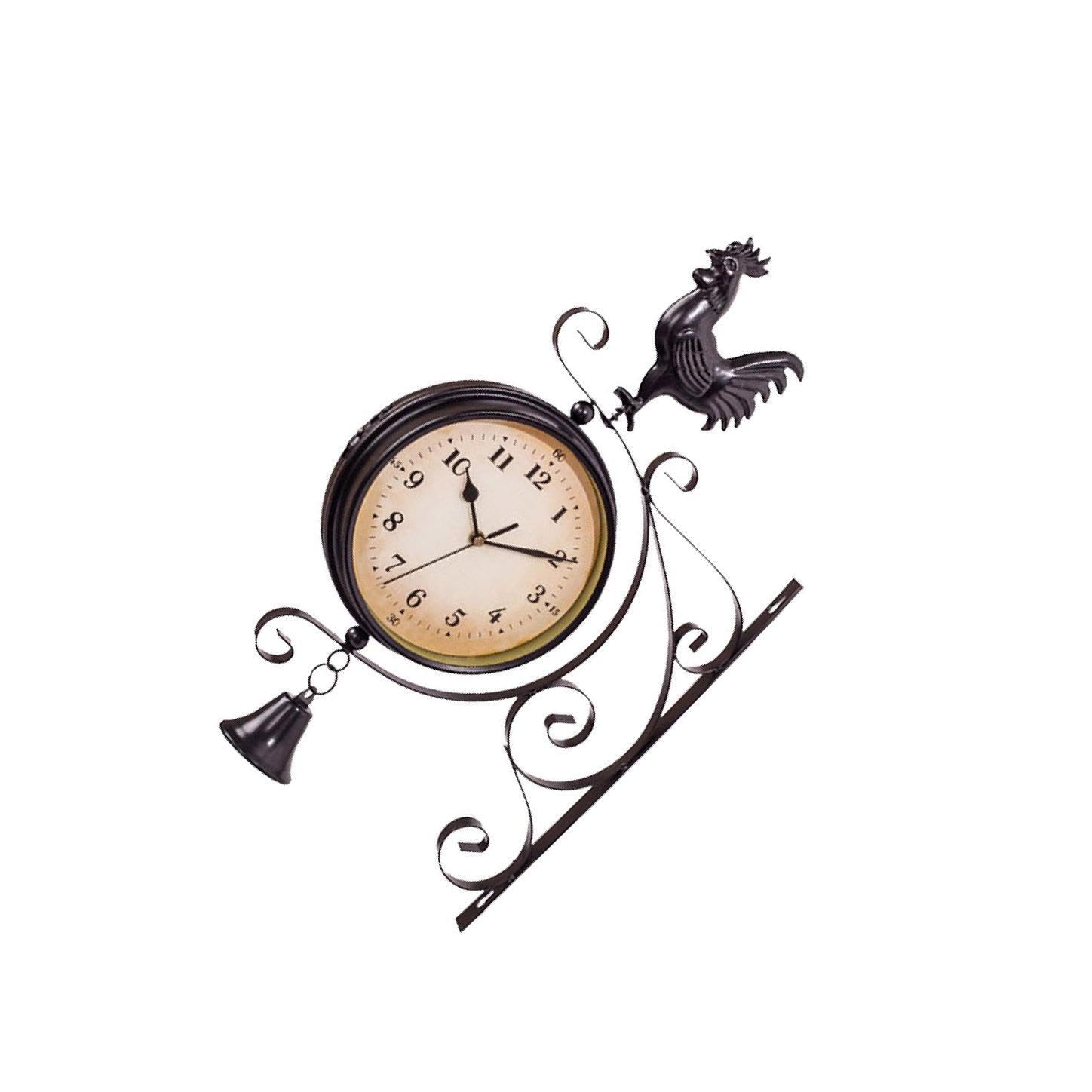ALCXAZS Double Sided Wall Clock Easy Reading Vintage Style Antique Hanging Clocks Home Cafe Bar Silent And Non-ticking Movement Guarantees Silence Station
