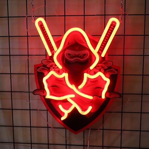 Image of Red Ninja Led Neon Sign Light Pop art Neon Sign Led Light Up Sign Room Wall Decor Man Gaming Room, Kids Room, Bar Decoration, Birthday Party Gifts