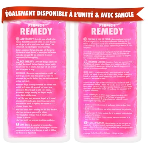 Perfect Remedy - Poche de Glace en Gel Pour Blessures [2 Unités], Poche de Gel Chaud Froid Réutilisable de 30 cm, Soulage Douleur, Récupération du Genou, Dos, Cou, Poignet, Cheville [Rose, Large]