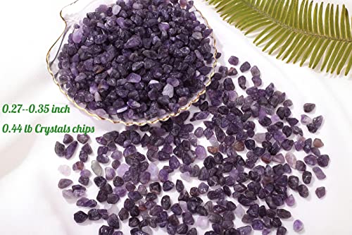 Image of 1lb Amethyst Aquarium Gravel Rocks Natural Tumbled Healing Crystal Chips Bulk Gemstones Tumbled Crushed Stones for Fountain Vase Filler Planters Decorative Fish Tank Potted Reiki Energy Balancing