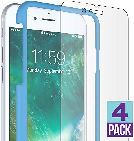 FlexGear iPhone 7 8 Glass Screen Protector [Easy Installation] Premium Clear, Tempered, Compatible with iPhone 7/8 (4-Pack)