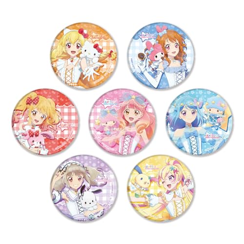 アイカツ!シリーズ x サンリオキャラクターズ 01 [等身イラスト] ホログラム缶バッジ[65mm] 7個入りBOX