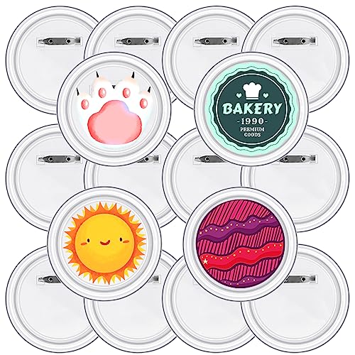 Wpxmer 16 Pack Acrylic Button Pin Badge 3 Inch Clear Plastic Craft Button with Pin Round Picture Photo Buttons Blank Pin Buttons for Crafts Supplies, School DIY Projects (16)
