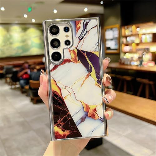 Coque carrée en marbre plaqué or pour Samsung S23 Ultra