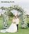 Queension Metal Wedding Arch for Ceremony Party Decoration 7Ft Wide 7.7Ft High,Garden Arch Trellis with Ground Bases for Climbing Plants,Outdoor Garden Arbor for Roses Vines, Round Frame, Black