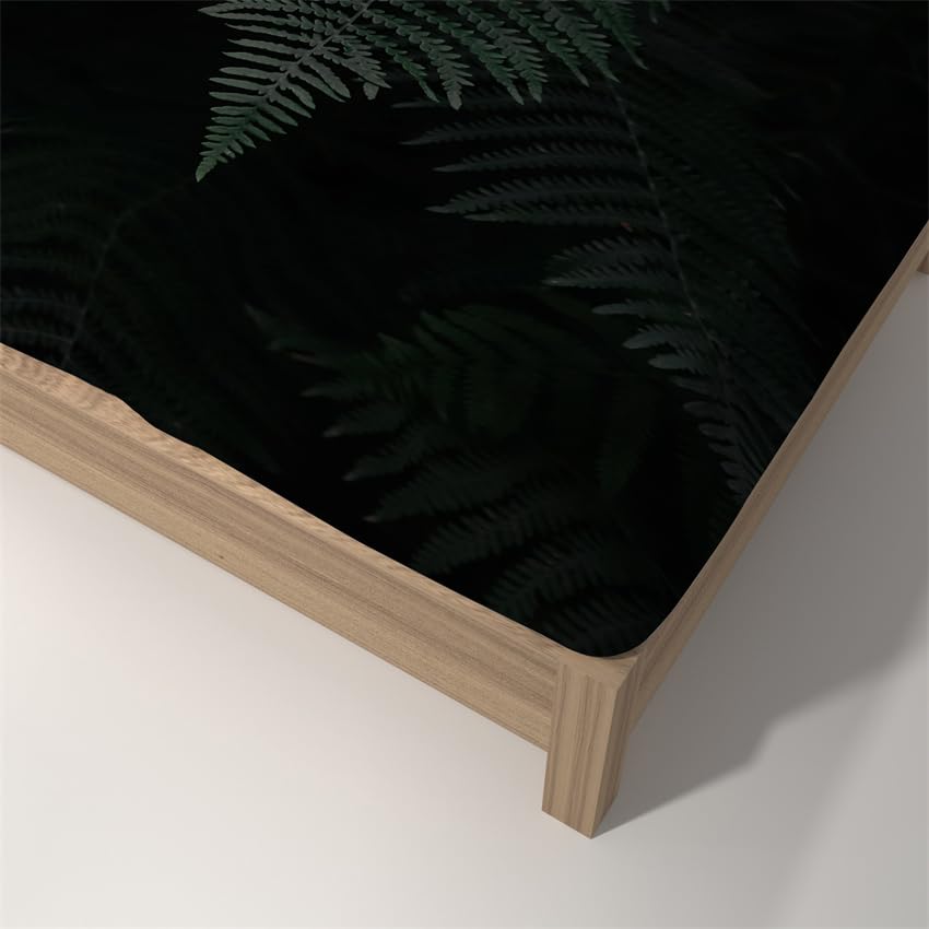 Juego Sabanas 160X200 Hojas De Color Verde Oscuro Bedding Juego De Sabanas 3 Piezas - Poliéster Microfibra Cepillada Funda Colchon - Hipoalergenica Juego De Sabanas - 2 Fundas De Almohada