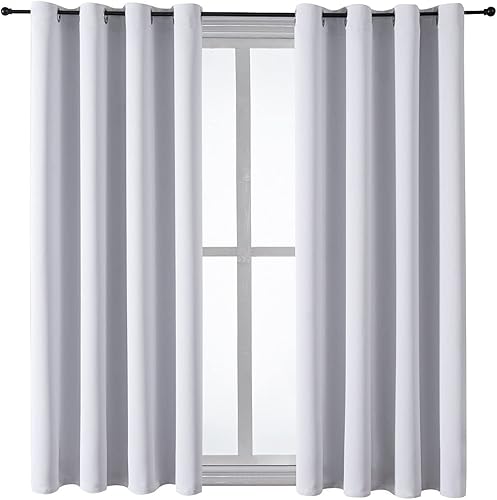 Miniatura 7 de ChrisDowa Cortinas opacas con ojales para dormitorio y sala de estar, juego de 2 paneles de cortinas opacas con aislamiento térmico (blanco