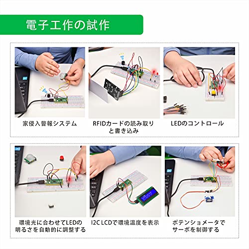 OSOYOO Raspberry Pi Pico 用 キット, ラズパイピコ Pico基板付き Python プログラミング センサー, MicroPython ビジュアルプログラミング 基本レッスン, ラズベリーパイ ピコ 初心者向け