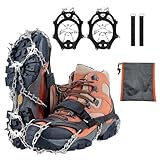 Raheem Steigeisen mit 19 Zähne für Wanderschuhe Spikes für Bergschuhe Verdickte Schuhkrallen Edelstahl Spikes Anti-Rutsch Schuhkrallen für Winter, Wandern,Klettern,Bergsteigen,Eisfischen Größe 40-48