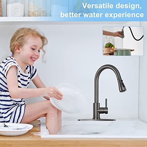 AIODZLFD Matte Gray Kitchen Faucets with Pull Down Sprayer, Pull-Down Kitchen Faucet - Sleek and Classic Design for Effortless Kitchen Cleaning — view 6