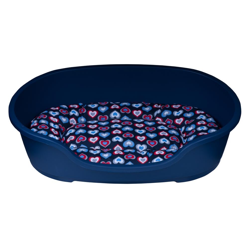 adena Hundekorb 48 cm - 125 cm mit Kissen / 92 cm Korb blau - Herzen blau