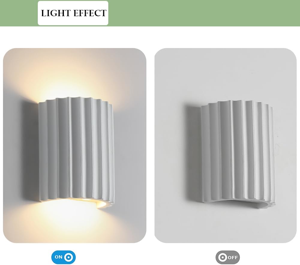 Modern Wall Sconce, Up and Down Wall Mount Light, Cylinder Wall Light, Resin Hallway Corridor Entrance Wall Sconce Lamp White Finish