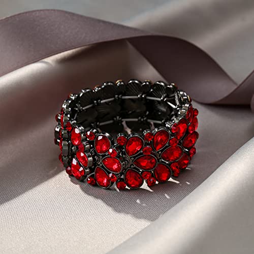 EVER FAITH Art Deco Jewelry for Prom Round Austrian Crystal 3 Layer Teardrop Stretch Bracelet for Women3