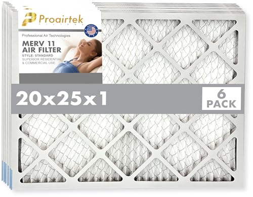 Filtres à air MERV 11 Proairtek 20 x 25 x 1 pour éliminer les particules microscopiques