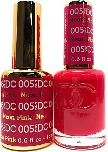 DND DC 005 Neon Pink Gel & Matching Polish Set - DND DC Gel & Lacquer