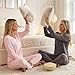 U2SKIIN Damen Schlafanzug Lang Pyjama Set, weich Kuschelig Nachtwäsche Zweiteiler Langarm Schlafanzüge mit Taschen V-Ausschnitt Hausanzug (Hellgrau, L)