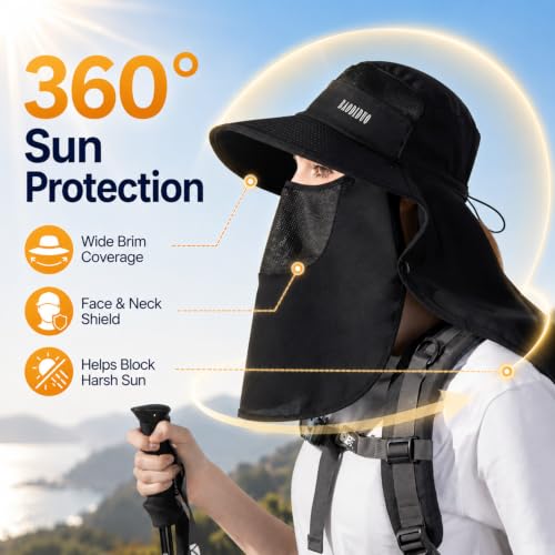 Sombrero Mujer Ala Ancha UV Con Visera y Cubierta Facial miniatura 2