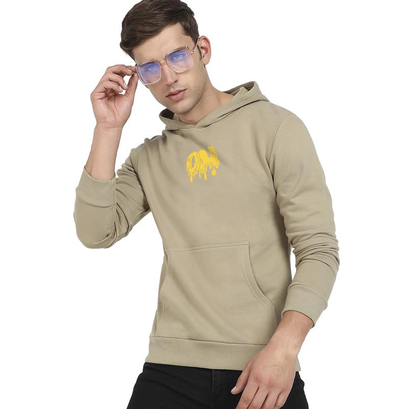Image of CAHOOT Men's Dark Blue Zip-Front Hoodie with Contrast Drawstring for Casual Wear | Long Sleeve | Hooded Neck | Zipper Closure | Cotton Sweatshirt Crafted with Comfort Fit for Everyday Wear