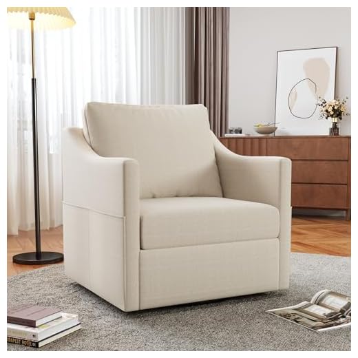 UNIONLINE Drehsessel, 360° drehbarer Loungesessel mit Armlehnen, Einzelsofa Relaxsessel Fernsehsessel für Wohnzimmer & Schlafzimmer, Beige