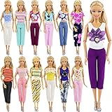 【Lieferumfang】5er Tops mit 5er Hosen für 1/6 Puppen. Zubehör für, Stil der Kleidung und Accessoires werden zufällig ausgewählt.