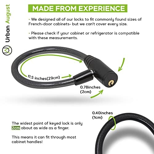 Urban August Child-Proof Refrigerator Lock for Kids & Adults - Lock for French Door Fridge and Cabinet (Small, Black, 6 Pack Keyed Alike) by Urban August - Used condition - Image 2