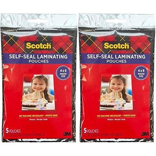 Scotch(R) Self-Sealing Laminating Pouches, Gloss Finish, 4 X 6 Inches (Pl900G) (Pack Of 2) #TOP16