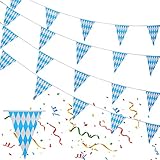 Die Farbe der Oktoberfest Deko Party Bayern Deko: Verwenden Sie blaue weiße Wimpel, um Ihre bayerische Wiesn-Party mit blaue und weiße Dreiecksflaggen auf jeder Seite zu dekorieren. Die Farbe ist wunderschön, nicht leicht zu verblassen.