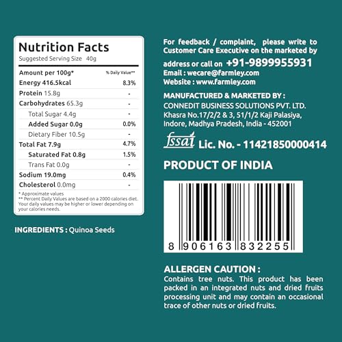 Image of Farmley Natural Quinoa 500 g | Gluten Free | Ready To Cook | High Fibre & Protein Content Quinoa Seeds (Pack of 1)