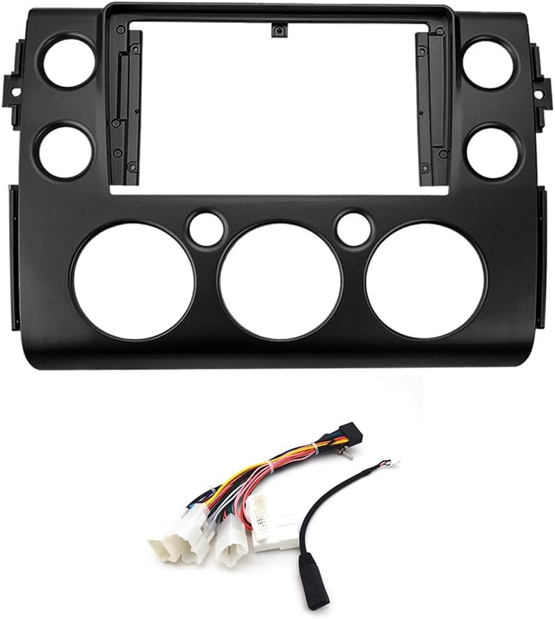 9'' Car Radio Stereo Dash Frame Fascia Bezel Panel w/Power Harness Cable Compatible for Toyota FJ Cruiser 2007~08 08 10 11 12 13 14 15 16 17 18