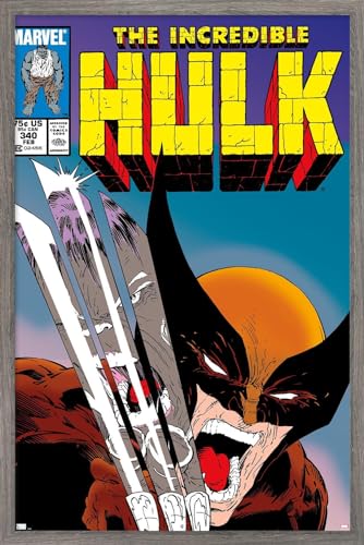 Marvel Comics X-Men - Wolverine Incredible Hulk #340 Wall Poster, 34L" x 22.4W", Barnwood Framed Version