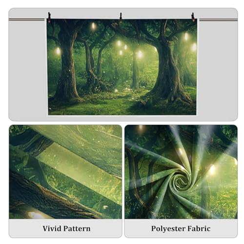 Renaiss 10x8ft Enchanted Forest Backdrop Green Jungle Fairytale Garden Magic Trees Wonderland Woodland Polyester Photography Background for Wedding Baby Shower Birthday Party Photo Studio Props by Renaiss - Image 5