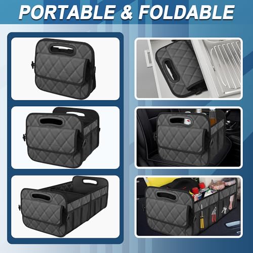 Image of Deosk Car Trunk Organizer for SUV, Car Organizers and Storage with Reinforced Handles, Car Accessories for Women /Men 70L Waterproof Polyester Trunk Organizer(Large, Charcoal)