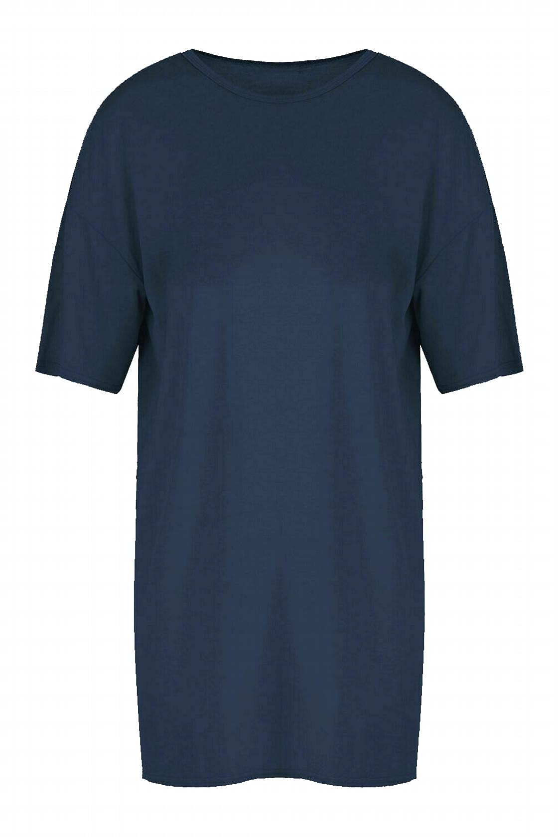 Fairy Trendz Ltd Women's Navy Oversized Baggy Short Sleeve Tunic Top Loose Fit Pullover T Shirt Dress( One Size)