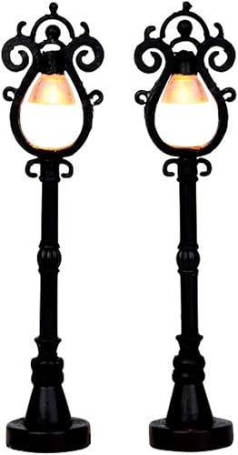 Lemax Village Collection Juego de 2 lámparas de calle parisinas con pilas # 44757