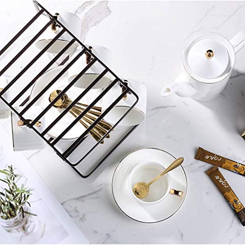 Juego de café Las tazas de café de cerámica, de 6 onzas (unos 150 ml) tazas y platillos, 6 cucharas, 1 Cafetera, 1 bote… - Imagen 5