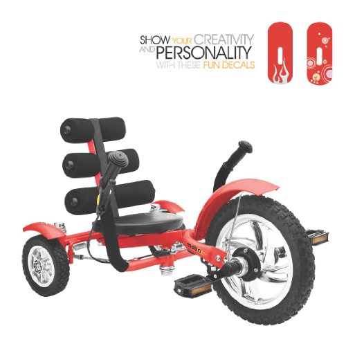 Mobo Cruiser Mini Luxury Three Wheeled Cruiser, Red, 12-Inch